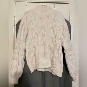 White knit turtleneck sweater